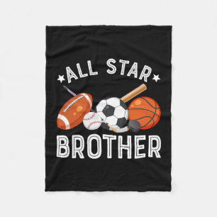 All Star Brother Of The Birthday Boy Sketll Soccer Fleece Blanket