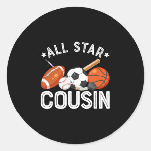 All Star Cousin Of The Birthday Boy Sketll Soccer Classic Round Sticker