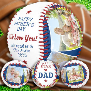 All Star DAD Custom 4 Photo Happy Father's Day   Baseball
