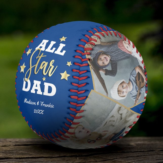 All-Star Dad Father's Day Photo Collage Blue Baseball (Creator Uploaded)