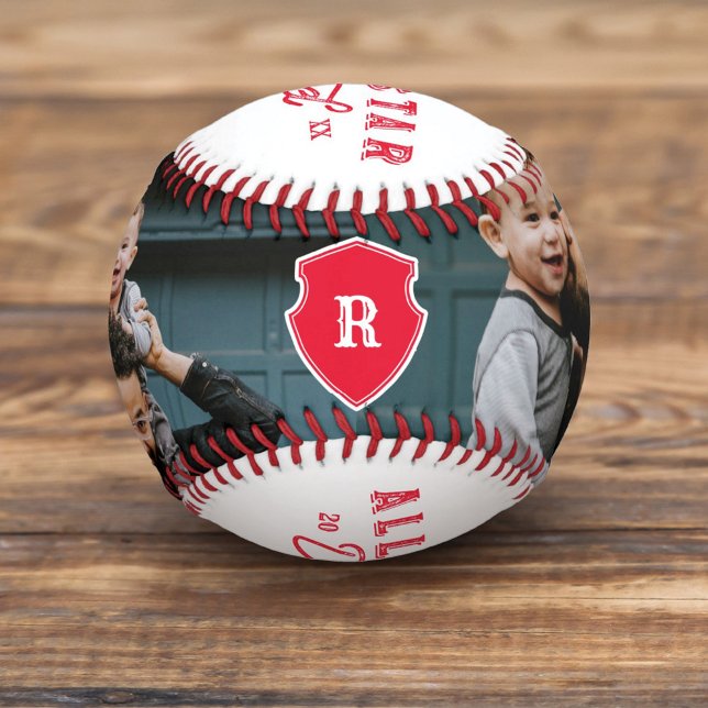 All Star Dad Gift For Dad Custom Photo & Monogram Baseball (Creator Uploaded)