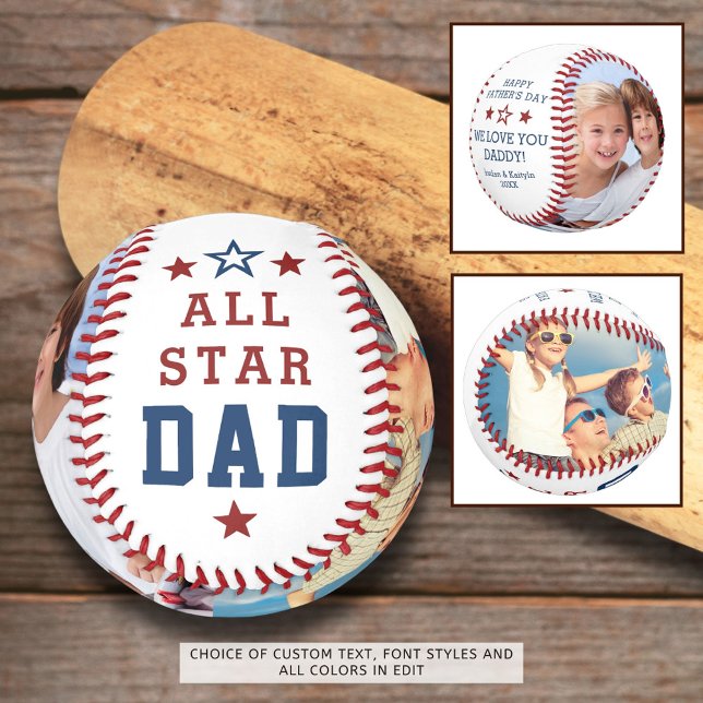 ALL STAR DAD Happy Fathers Day 2 Photos Baseball (Creator Uploaded)