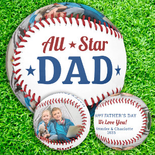 All Star DAD Happy Father's Day Custom 2 Photo Baseball