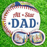 All Star DAD Happy Father's Day Custom 2 Photo  Baseball<br><div class="desc">Celebrate the hero in your life with our All-Star DAD Baseball—a perfect blend of sentiment and style, crafted especially for Father's Day. This charming keepsake is more than just a baseball; it's a heartfelt tribute from kids to their beloved dad. Features Personalised Touch: Add up to four of your favourite...</div>