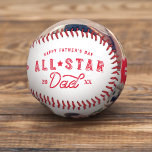 All Star Dad | Happy Father's Day Photo & Monogram Baseball<br><div class="desc">The perfect gift for your sporty all-star dad. Celebrate your special and wonderful father in your life with our memorable and personalised all-star dad baseball. The design features "Happy Father's Day" & "All-Star Dad" in a cool red typographic design. Customise with year, along with two of your own special family...</div>