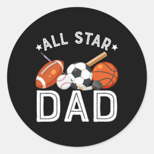 All Star Dad Of The Birthday Boy Sketll Soccer Spo Classic Round Sticker