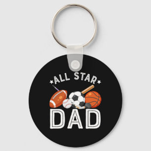 All Star Dad Of The Birthday Boy Sketll Soccer Spo Key Ring
