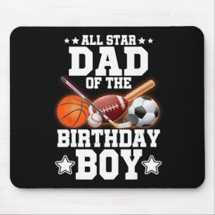 All Star Dad Of The Birthday Boy Sketll Soccer Spo Mouse Pad