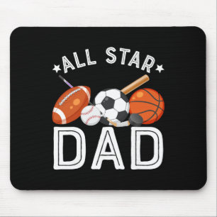 All Star Dad Of The Birthday Boy Sketll Soccer Spo Mouse Pad