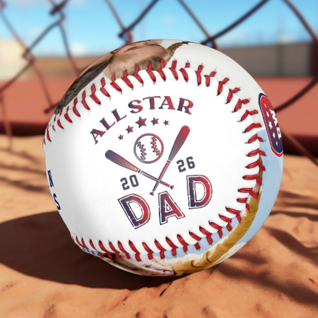All Star Dad Photo Monogram Baseball (Creator Uploaded)