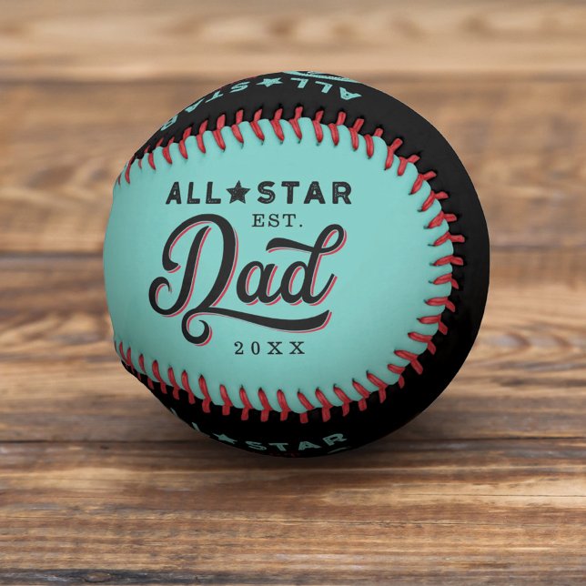 All-Star Dad, Teal & Black Bat & Monogram Baseball (Creator Uploaded)