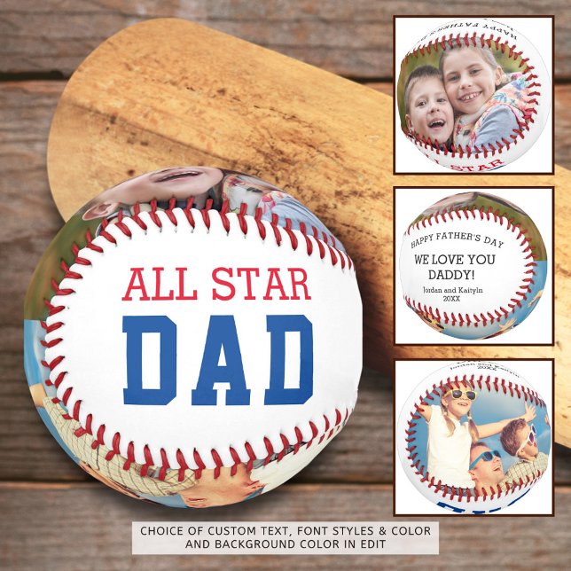 ALL STAR DAD Two Photo Personalised Fathers Day Softball (Creator Uploaded)
