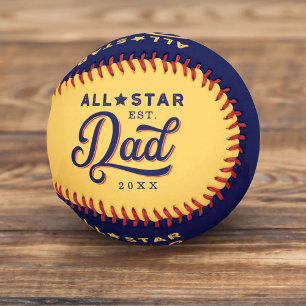 All-Star Dad, Yellow & Navy Bat & Monogram Baseball