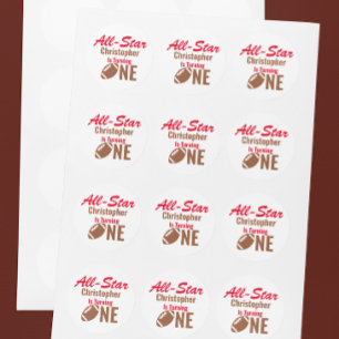 All Star Football 1st Birthday Classic Round Sticker