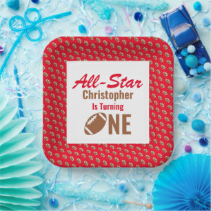 All Star Football 1st Birthday Paper Plate
