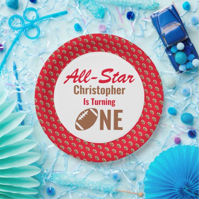 All Star Football 1st Birthday Paper Plate (Party)