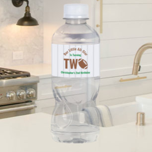 All-Star Football 2nd Birthday Water Bottle Label