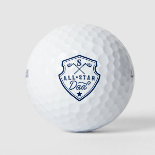 All Star Golfing Dad Navy Monogram Golf Club Crest Balls
