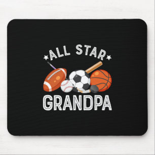 All Star Grandpa Of The Birthday Boy Sketll Soccer Mouse Pad