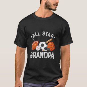 All Star Grandpa Of The Birthday Boy Sketll Soccer T-Shirt