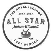 All-Star Hockey League Player Name Number Position Hockey Puck (Front)