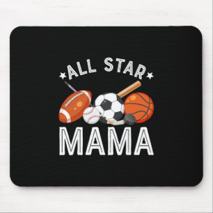 All Star Mama Of The Birthday Boy Sketll Soccer Sp Mouse Pad