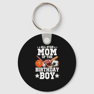 All Star Mom Of The Birthday Boy Sketll Soccer Spo Key Ring