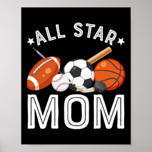 All Star Mom Of The Birthday Boy Sketll Soccer Spo Poster