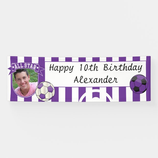 All Star Occasion Soccer Banner - Purple (Horizontal)