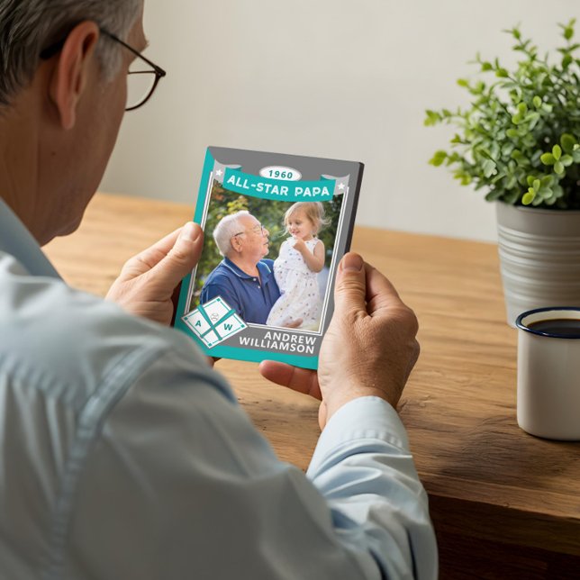 All Star Papa Custom Baseball Card Photo Keepsake Plaque (All Star Papa Custom Baseball Card Photo Keepsake Plaque)