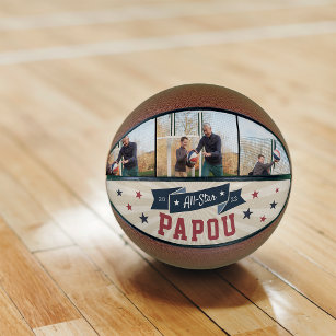 All-Star Papou Custom Photo Grandpa Basketball