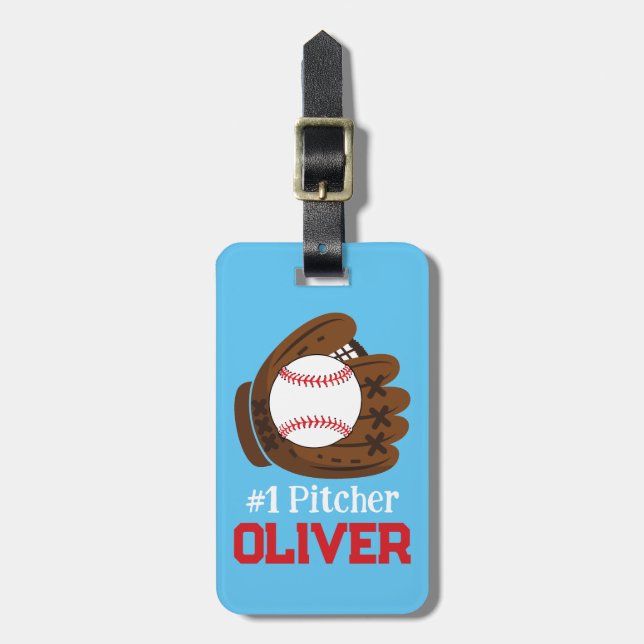 All-Star Personalised Boy's Baseball Luggage Tag (Front Vertical)