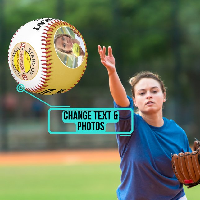 All-Star Player and Team Photo and Logo Baseball (Never lose your softball again while also celebrating your team's successes. )