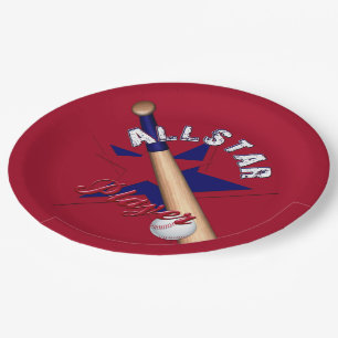 All-Star Player,Ball Players-Red Paper Plates