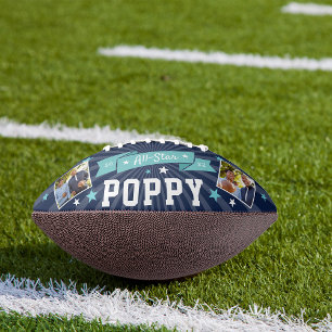 All Star Poppy   Custom Grandpa Photo Football