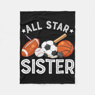 All Star Sister Of The Birthday Boy Sketll Soccer Fleece Blanket