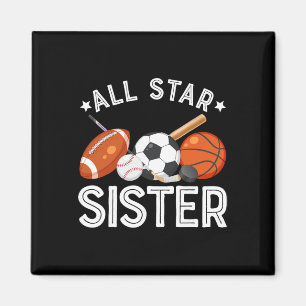 All Star Sister Of The Birthday Boy Sketll Soccer Magnet