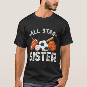 All Star Sister Of The Birthday Boy Sketll Soccer T-Shirt