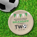 All-star Soccer Ball 2nd Birthday Paper Plate<br><div class="desc">Celebrate in style with these trendy 2nd birthday party paper plates. The design is easy to personalise with your own wording and your family and friends will be thrilled when they see these fabulous party plates. Matching items can be found in the collection.</div>