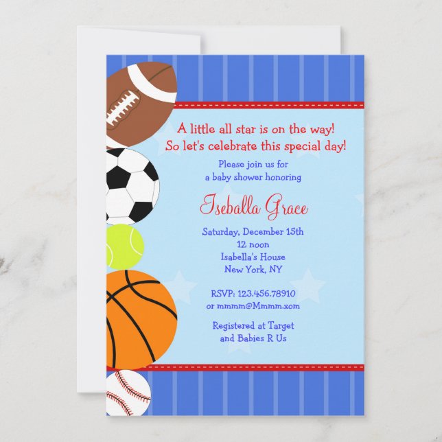 All Star Sport Baby Shower Invitation (Front)