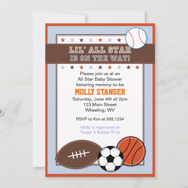 All Star Sport Baby Shower Invitation (Front)