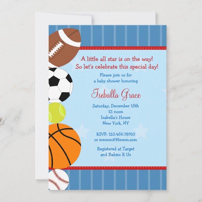 All Star Sport Baby Shower Invitation (Front)