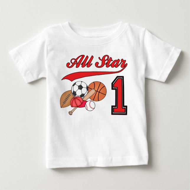 All Star Sports 1st Birthday Baby T-Shirt (Front)