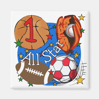 All Star Sports 1st Birthday Tshirts and Gifts Magnet