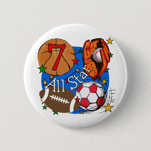 All Star Sports 7th Birthday Tshirts and Gifts 6 Cm Round Badge