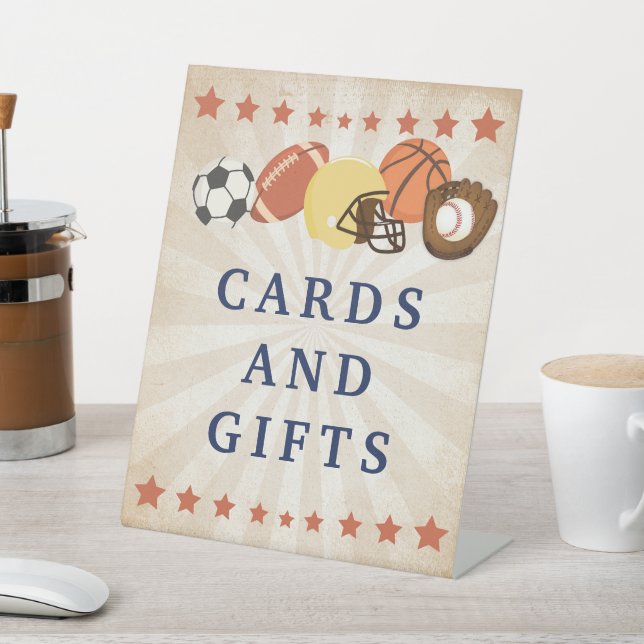 All Star Sports Baby Shower Decor Pedestal Sign (In SItu)