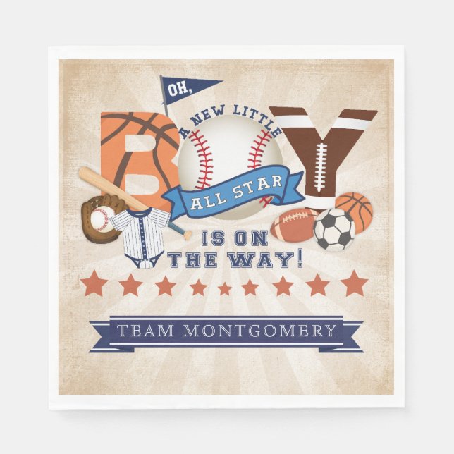 All Star Sports Baby Shower  Napkin (Front)