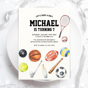 All Star Sports Balls Boy Birthday Invitation
