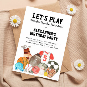 All Star Sports Balls Boys Athletic Birthday Invitation