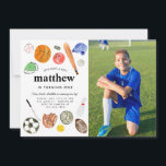 All Star Sports Balls Team Kid Boy Photo Birthday Invitation<br><div class="desc">Modern All Star Sports Balls Team Kids Birthday</div>